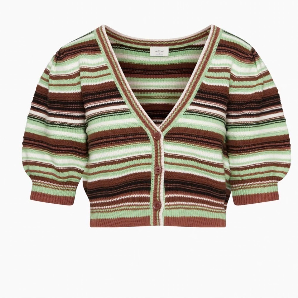 Aritzia Wilfred Canterbury Cardigan in Green / Brown Sz XS